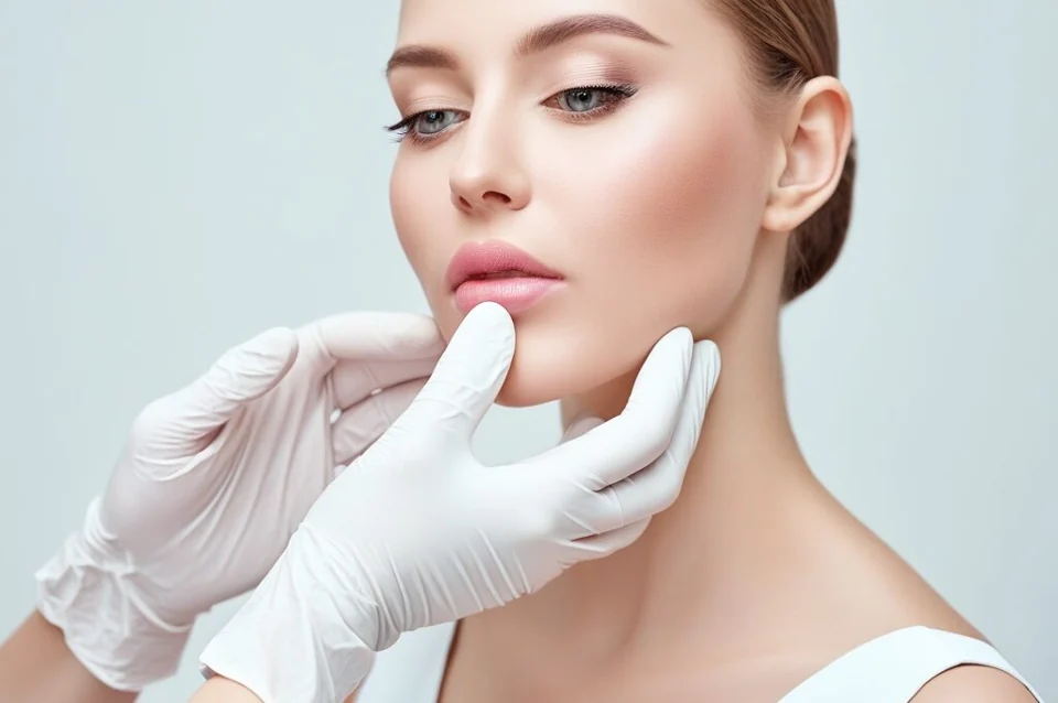 Imagem ilustrativa de avaliação da face por profissional com luvas