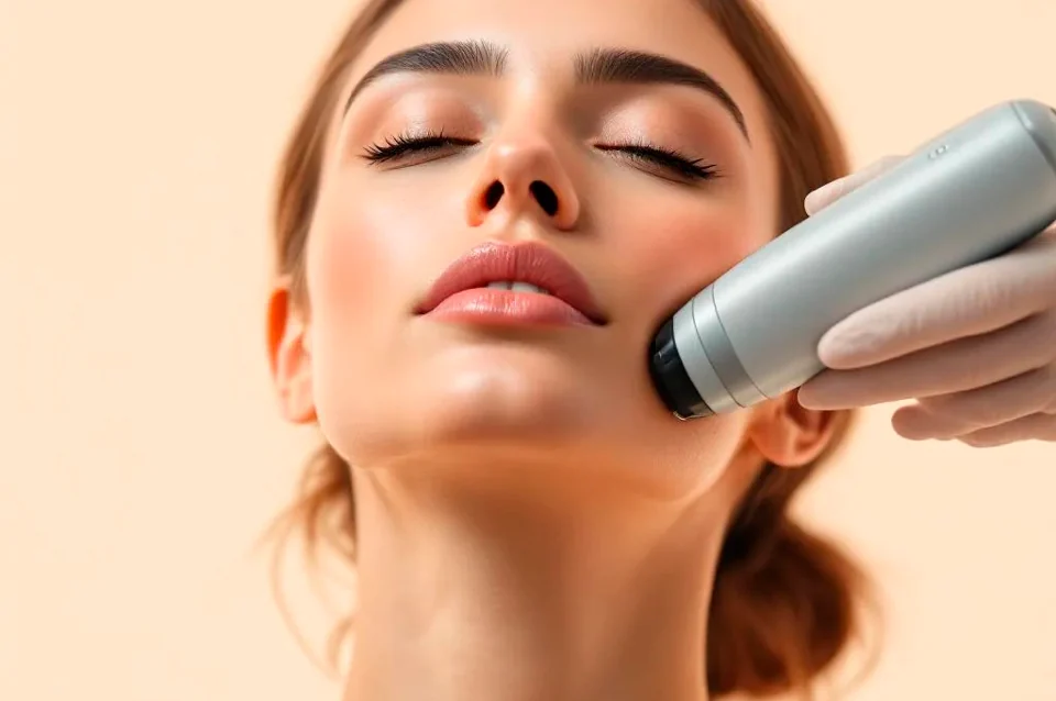 Imagem ilustrativa de cuidado facial com equipamento